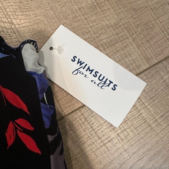 SWIMSUITS FOR ALL WOMENS SIZE 28 ONE PIECE BATHING SUIT BLUE AND BLACK NEW - Picture 4 of 7